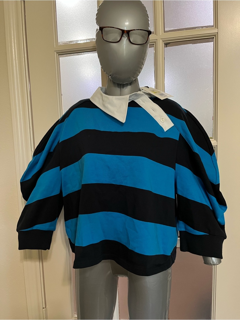 NWT 'KBB by KAHLANA' Women's Asymmetrical Neck Button Up Rugby size Medium - Picture 2 of 5